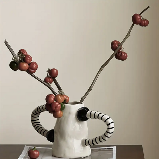 Farmhouse Ceramic Vase – Unique Cylinder Flower Vase for Home Decor